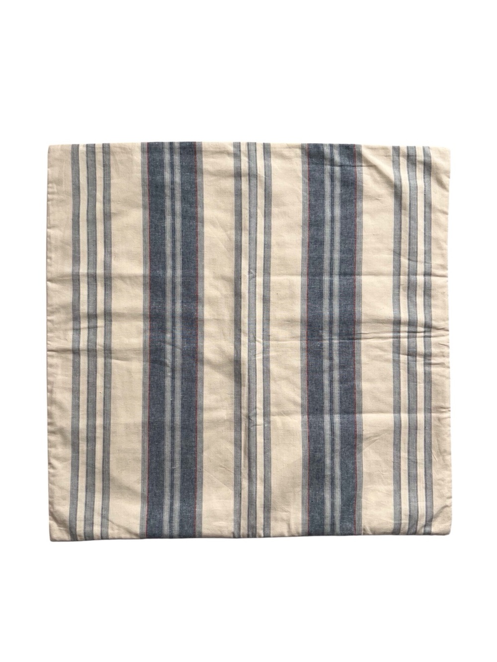 Pottery Barn Coastal Stripe Throw Pillow Cover Sham Cream Blue Nautical Square